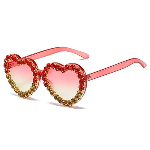 Lunettes de soleil en forme de coeur strass mode pour femme élégante et branchée