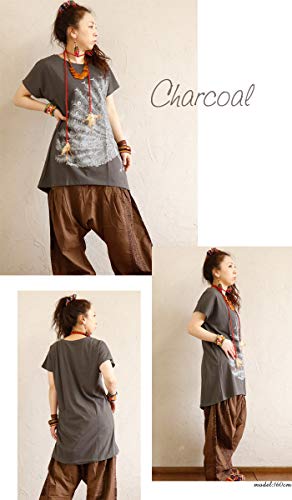 Tシャツ 半袖 孔雀 ピーコック チュニック 綿 ポリエステル エスニック アジアン レディース ワンピース ゆったり