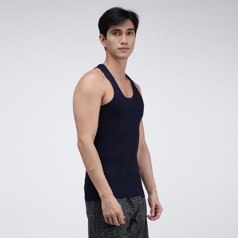 Image of Amul Comfy Men's Cotton Vest | Round Neck Sleeveless | Seamless Body for Superior Comfort | Ultra-Soft Hand Feel | 100% Pure Cotton Innerwear | Color May Vary