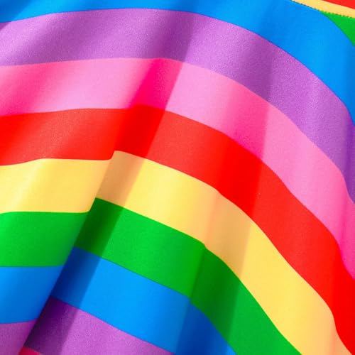 Image of Tkria Toddler Girls Rainbow Dress Striped Fall Dress Cartoon Colourful Long Sleeve Casual Dressy 2-7T