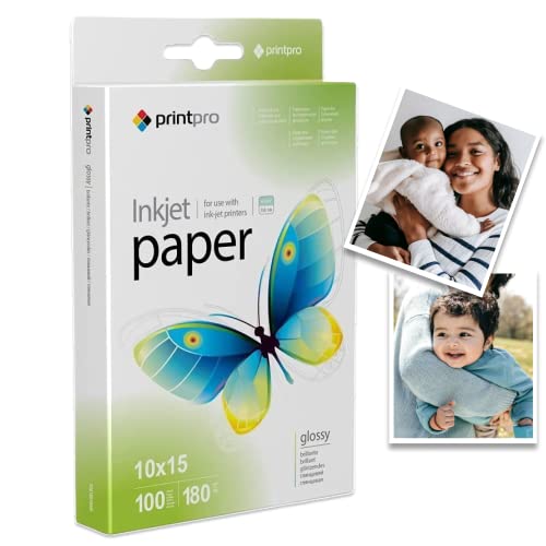 Fotopapier PrintPro von COLORWAY hoch glänzend 100 Blatt 10x15 Sofort Trocken Wasserfest für alle Tintenstrahldrucker (180g 10x15 100 Blatt) Cover