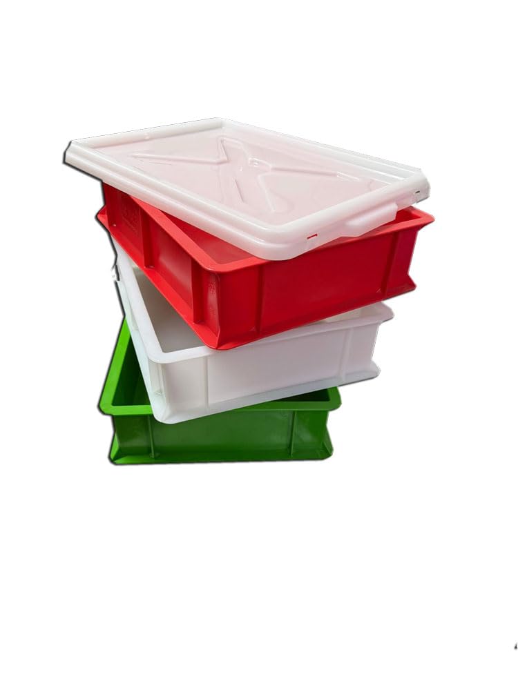 Set Italia kit trio tris tripala portaimpasto pizza pane pasta Cassetta componibile sovrapponibile cassette frigo impasto lievitazione con coperchio bacinella contenitore 30x40 h10 cm per alimenti