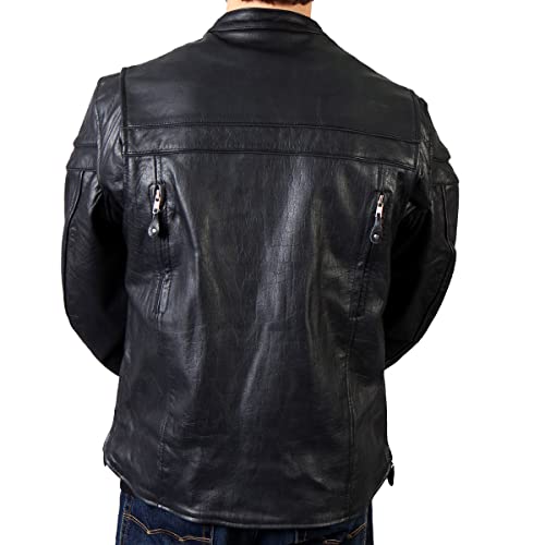 Hot Leathers Black Leather Men's Jacket with Double Piping2