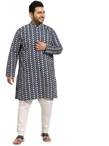 Sojanya PLUS (Since 1958) Men's Silk Blend Embroidered Kurta & White Churidar Pyjama Set