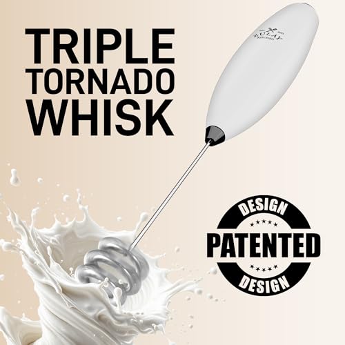 image for Zulay Kitchen Patented Tornado Triple Whisk Milk Frother with 4 Durace