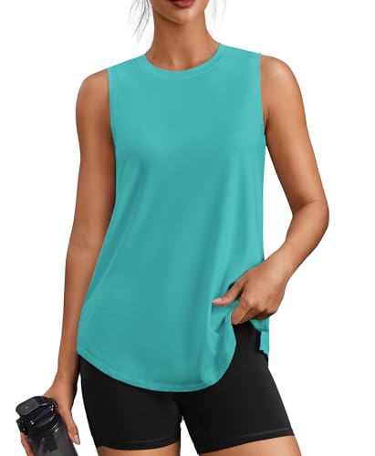Image of PINSPARK Workout Tank Tops for Women UPF 50+ Side Slits Athletic Gym Shirt