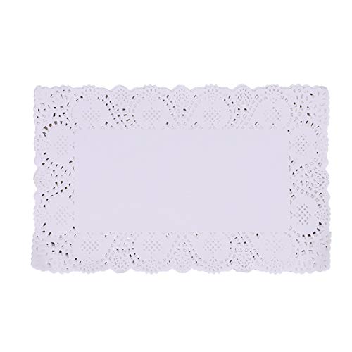Luxshiny 140pièces Napperons Papier Dentelle Rectangulaires Lot pour Décoration De Gâteaux Et Desserts Accessoire Élégant pour Fêtes Et Mariages