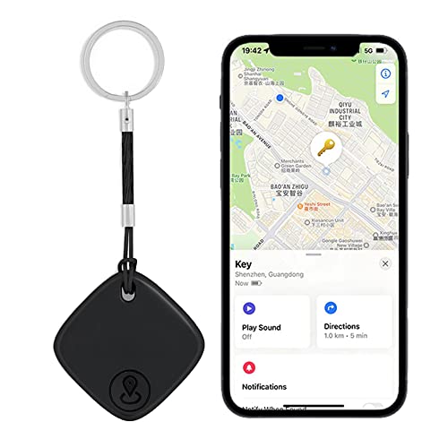 Bluetooth Tracker and Item Locator: Key Finder, Smart tag Item Finder Works with Apple Find My(only iOS Compatible),1 Year Replaceable Battery, Smart Tracker for Keys Bags Wallets Pet (Black-1pack)