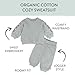 HonestBaby 2-Piece Cozy Sweatsuit with Embroidered Sleeve 100% Organic Cotton for Infant Baby and Toddler, Girls, Light Gray Heather, 18 Months