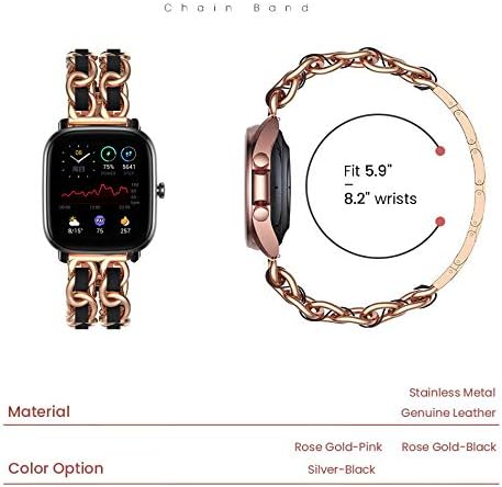 Miniatura 3 de Compatible con Amazfit GTS 3 Band, pulsera de metal de joyería YOUkei con cuero compatible con Amazfit GTS 2 MiniGTS 2  GTS 3 Smartwatch (oro rosa y