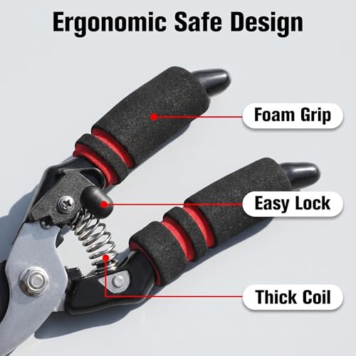 Image of 8 inch SK5 Steel Bypass Pruning Shears for gardening, Garden Clippers with 2-Stage Lock, Adjustable Cutting & Anti-Rust Blade, Ergonomic Garden Shears for Trimming Trees, Bushes & Flowers