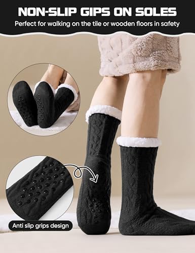 Mens Slipper Socks Winter Warm Fluffy Thick Heavy Thermal Fleece Lined Non Slip Home Socks4