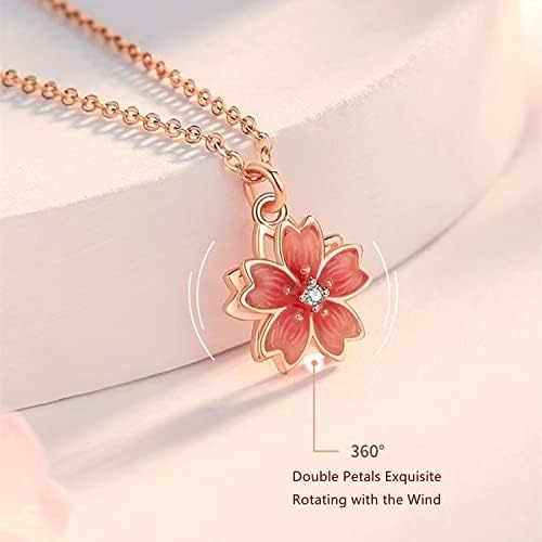 Amazon | UUONLY 桜ネックレス、回転チェリーネックレスブレスレット