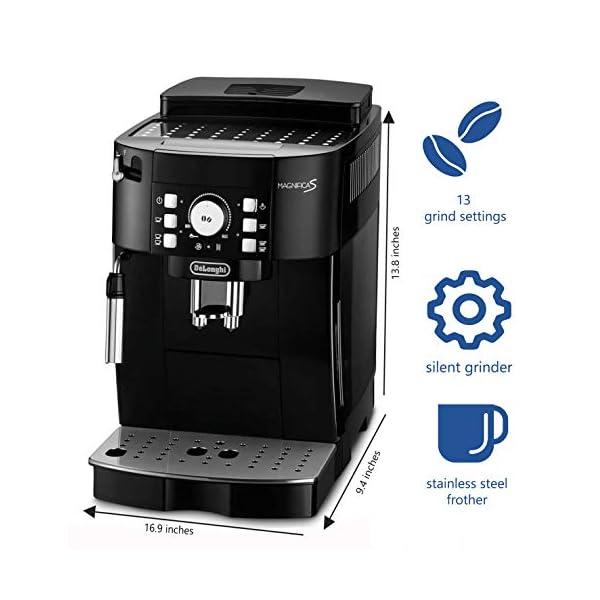 De'Longhi Magnifica S ECAM 21.117.B Máquina Espresso, 1450 W, 1.8 litros, 44 Decibeles, Madera, Negro - Imagen 3