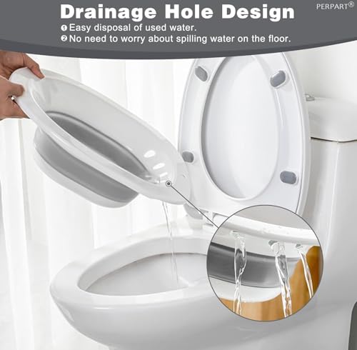 Image of INTERIA Sitz Bath Tub for Toilet Seat with Pump Flusher - Postpartum Care, Hemorrhoids,Piles Relief Portable & Foldable Tub for Adult