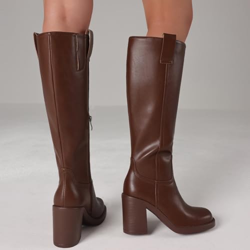 Kalstage Platform Knee High Boots Women Fashion Fall Chunky Heel Boot Square Toe Half Zip Tall Boots for Concert Club Festival2