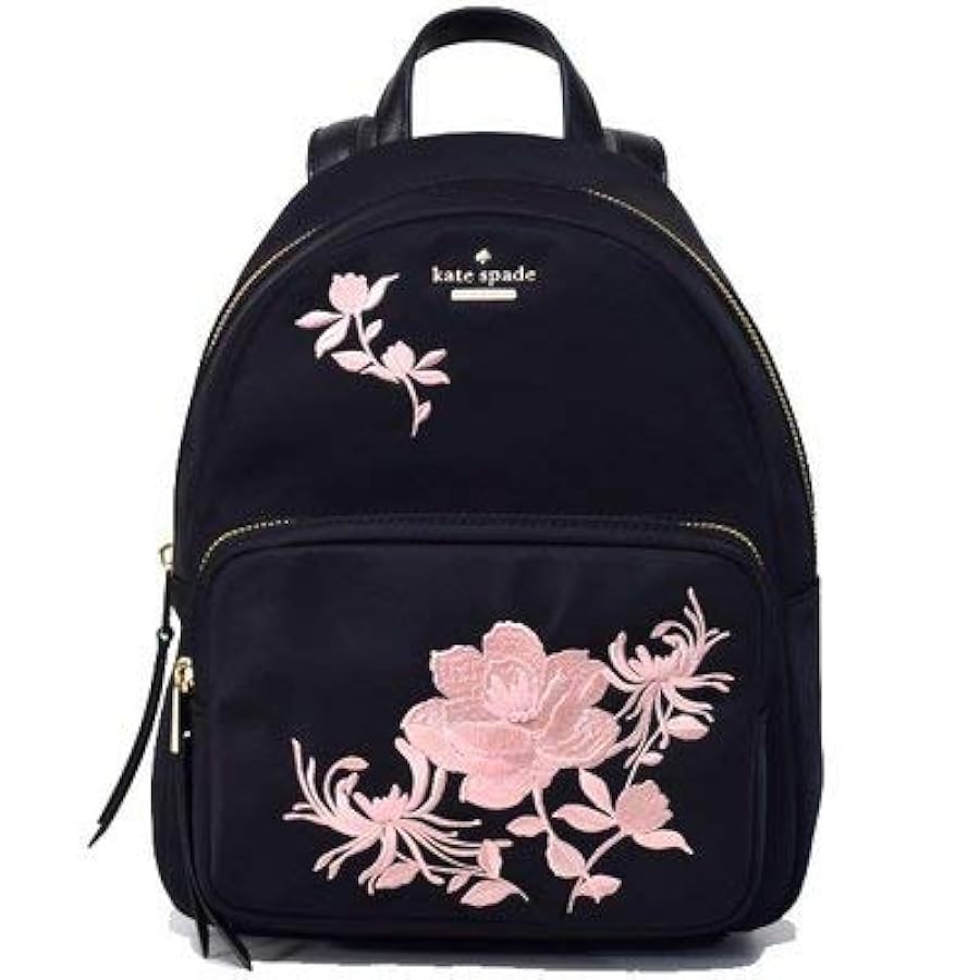 ケイトスペード リュック 花柄刺繍 黒 ナイロン ライトピンク Amazon | [ケイトスペード] ナイロン レザー スモール ノリア 花