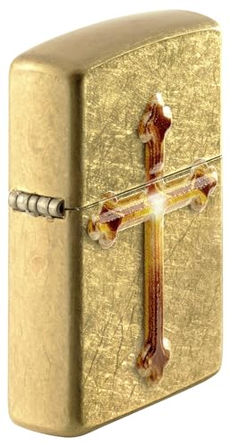 Encendedor Zippo emblema cruz dorado clásico miniatura 2
