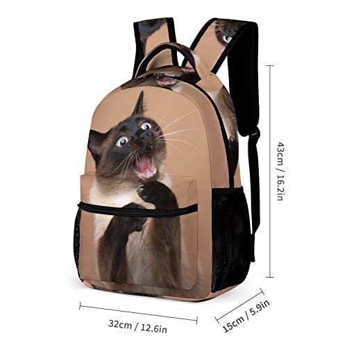 Kids Backpack for School, Funny Siamese Cat Pattern Students Bookbags School Bags Girls Boys2