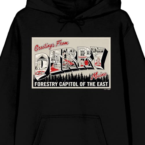 Bioworld Welcome to Derry Greetings From Derry Maine, Forestry Capital of the East on Black Adult Hoodie2