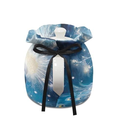 Image of Peacock Insulated Dustproof Kitchen Tea Pot Dust Cover Breakfast Warmer Tea Cozies with Drawstring for Home Kitchen Table Decoration
