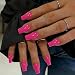 SXVME Press On Nails Long Square - Hot Pink Press on Nails with Glue for Women, Bright Fake Nails Press ons Medium, Glossy Soft Gel Glue on Nails Coffin, Reusable Nail Stick Ons, Fushia 24 Pcs
