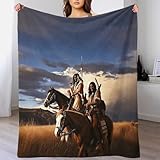 XiaopangXY Native American Kuscheldecke Flauschig Decke 50x60inch(127x152cm) Fleecedecke Flanell Mohican Jäger Decke Wohndecken Couchdecke Decken Für Sofa, Couch Und Tagesdecke