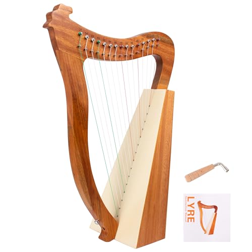 LOMUTY 15-String Lyre Harp with Tuning Wrench Harp Instruments, Lyre Harp is Good Choice for Music Lovers, Beginners and Friends