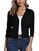 Urban CoCo Women's 3/4 Sleeve Cropped Cardigan Sweater Elegant Shrugs for Women (M, Black)