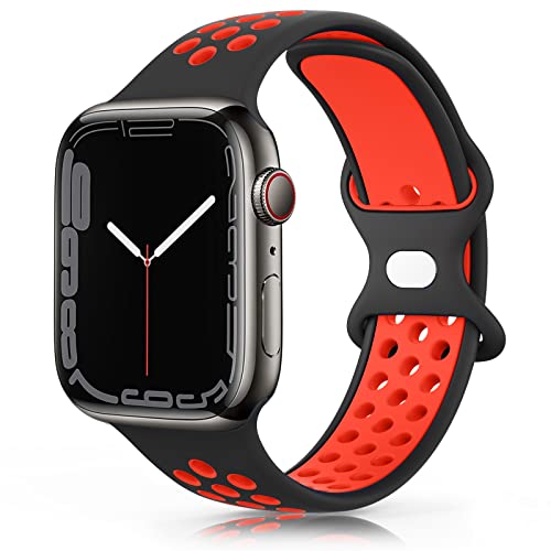 Tobfit Bracelet pour Apple Watch Bracelet 45mm 44mm 42mm 40mm 38mm, Bracelet Sport en Silicone Souple Respirant pour iWatch SE/Apple Watch Series 8 7 6 5 4 3 2 1 Cover