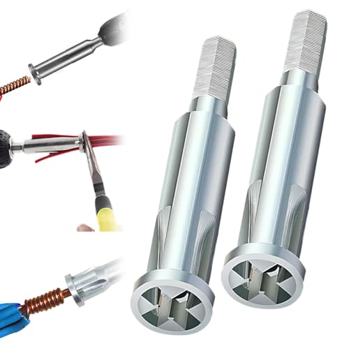 Wire-Stripping-And-Twisting-Tool-Wire-Twister-Tool-for-Drill-Automatic-Wire-Stripper-Cable-Wire-Connector-Tool-Hex-Shank-Cable-Wire-Twisting-Tool-for-Electrical-Power-Drill-Silver-2Pcs