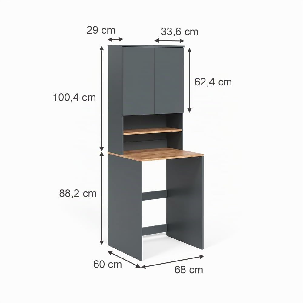 Vicco Armario para Lavadora Viktor, Antracita/Roble Dorado, 68 x 88.2 cm 2 Partes con Estante, Apto para Guardar detergente y Toallas