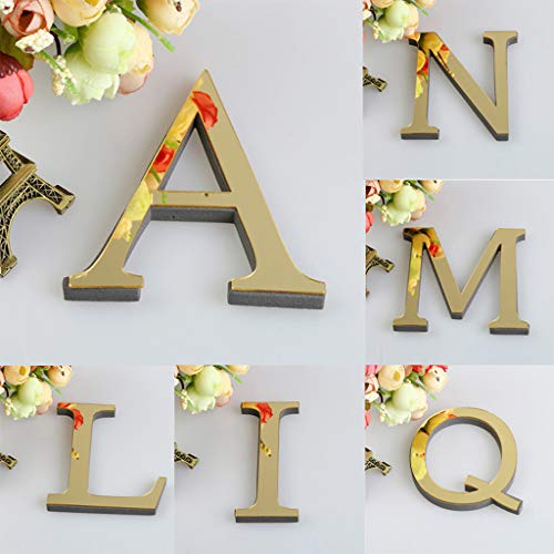 Younoo1 Acrylique 26 Lettres DIY 3D Miroir Stickers Muraux 6 ' Alphabet Autocollants Mur Art Décorations Murales Décor à la Maison Cadeaux pour Salon Salle de Bains Chambre Bar