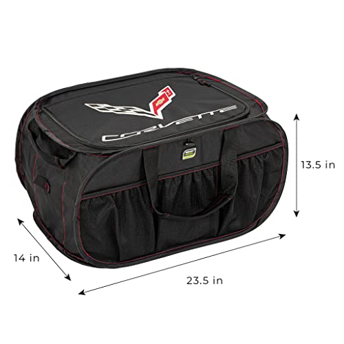 Smart Design Pop Up Trunk Organizer w/Easy Carry Handles, Side Pockets, & Zipper Top - 23 Inch - Durable Fabric Collapsible Design - Home Organization (Holds 50 lbs.) - Corvette