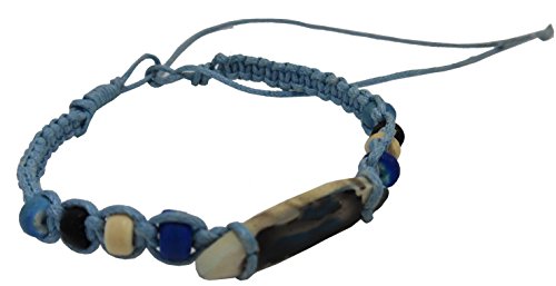 Surfboard Hemp Bracelet - Natural Wood Mini Surfboard Bracelet - Hawaiian Style