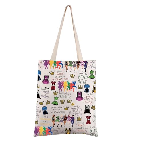 FEELMEM Six The Musical Inspired Gift Broadway Queen Tote Bag Six Queen Musical Fans Broadway Lover Gift, Beige