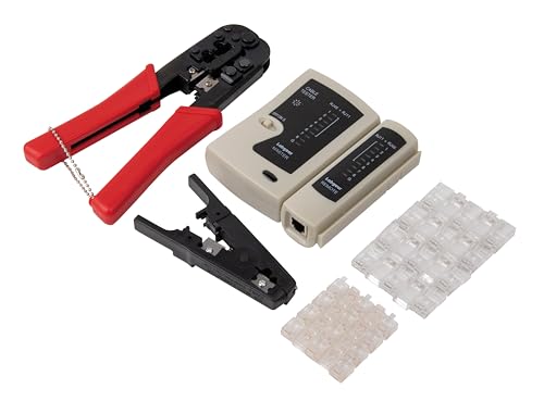 Labgear Network Toolkit RJ45 Crimp Tool Kit Ethernet Crimper CAT5 CAT6 Crimping Tool Kit, Network Cable Tester, 43 Piece Set