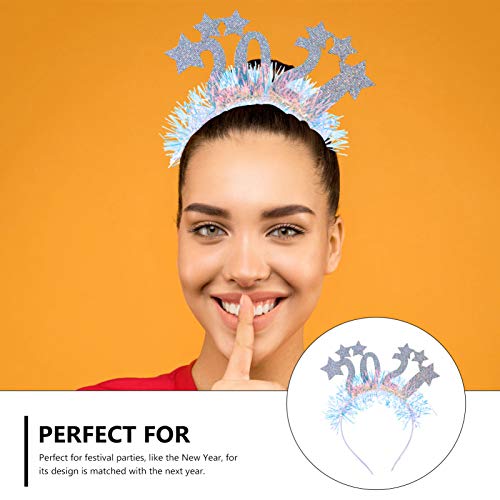 Frycolor 2 faixas de cabeça 2021 com glitter e estrelas, faixas para cabeça de feliz ano novo 2021 p