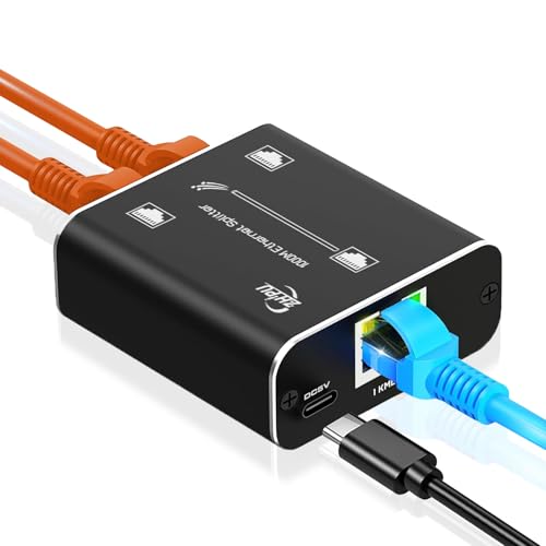 Répartiteur Ethernet 1 entrée 2 sorties RJ45 Gigabit pour câble Cat6 Cat7