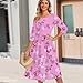 Women's Dress Comfy Flowy Fashion Printed Dress Casual Loose Crewneck Dresses with Pockets A-Line 3/4 Sleeve Sundress