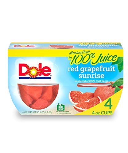 Dole Fruit Bowls Red Grapefruit Sunrise in 100% Juice, Gluten Free Healthy Snack, 4 Oz, 4 Cups