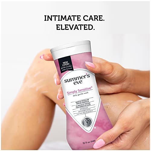 Image of Summer's Eve Simply Sensitive All-Over Daily Feminine Wash, Gentle pH-Balanced Body Wash for Women, Removes Vaginal Odor, 15 Fl Oz (Pack of 2)