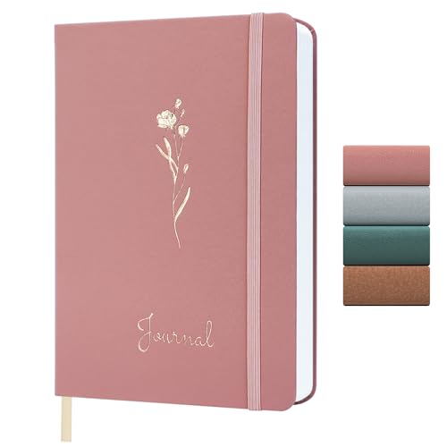 BIHIYII A5 Journal Notebook 192 Pages A5 Notebook Hardcover Leather Lined Note Book 100gsm Lined Paper Journal for Women Men Notepad for Diary Office School Travel Writing 14.5 x 21cm (Pink)