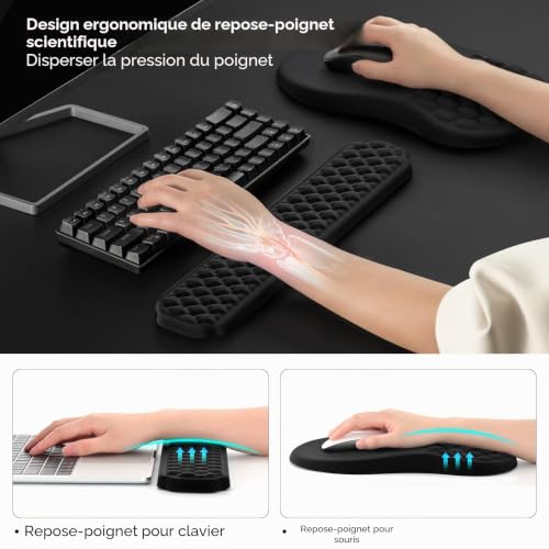 Tapis de souris et repose-poignet clavier pour un espace bureau confortable - 5