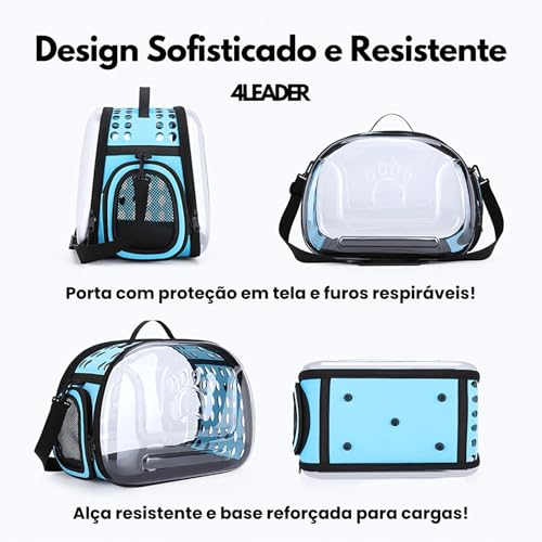 Bolsa de Transporte Pet 4Leader - Caixa de Transporte para Gato e Cachorro, Mala de Viagem Panorâmic