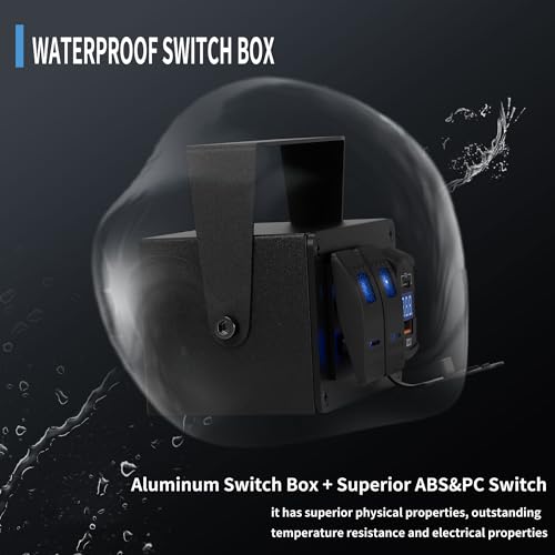 Image of Joinfworld 2 Gang Rocker Switch Box Waterproof 12V LED Light Bar Switch Panel SPST ON /Off with Dual USB Outlet PD Type C& QC 3.0 Car USB Port for Boat Marine Automotive Car Truck RV UTV