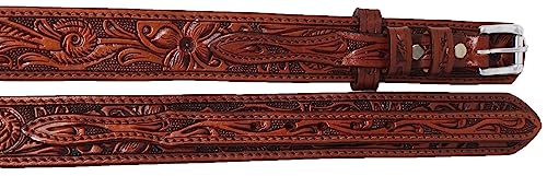 Western 1-1/2" Floral Tooled Ranger Full-Grain Brown Leather Belt 26RS04R3