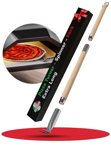 Senwosa Pizza Turner Fork & Bubble Popper - Easy Pizza Rotation for Evenly Baked Crust - Adjustable Handle [26