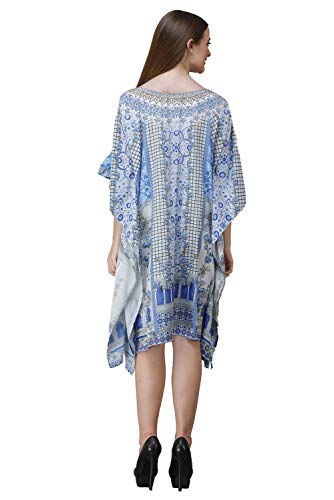 Image of RAVI RAJORIA Georgette Digital Printed Beach Wear Kaftan Blue Free Size R800 | Multi Color 2