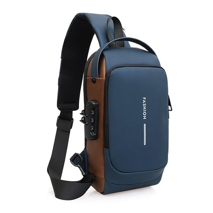 Image of Slim Anti-Theft Crossbody Backpack for Men | Men?s Waterproof Anti-Theft Sling Bag with USB Charging Port | Compact Crossbody Chest Bag for Travel